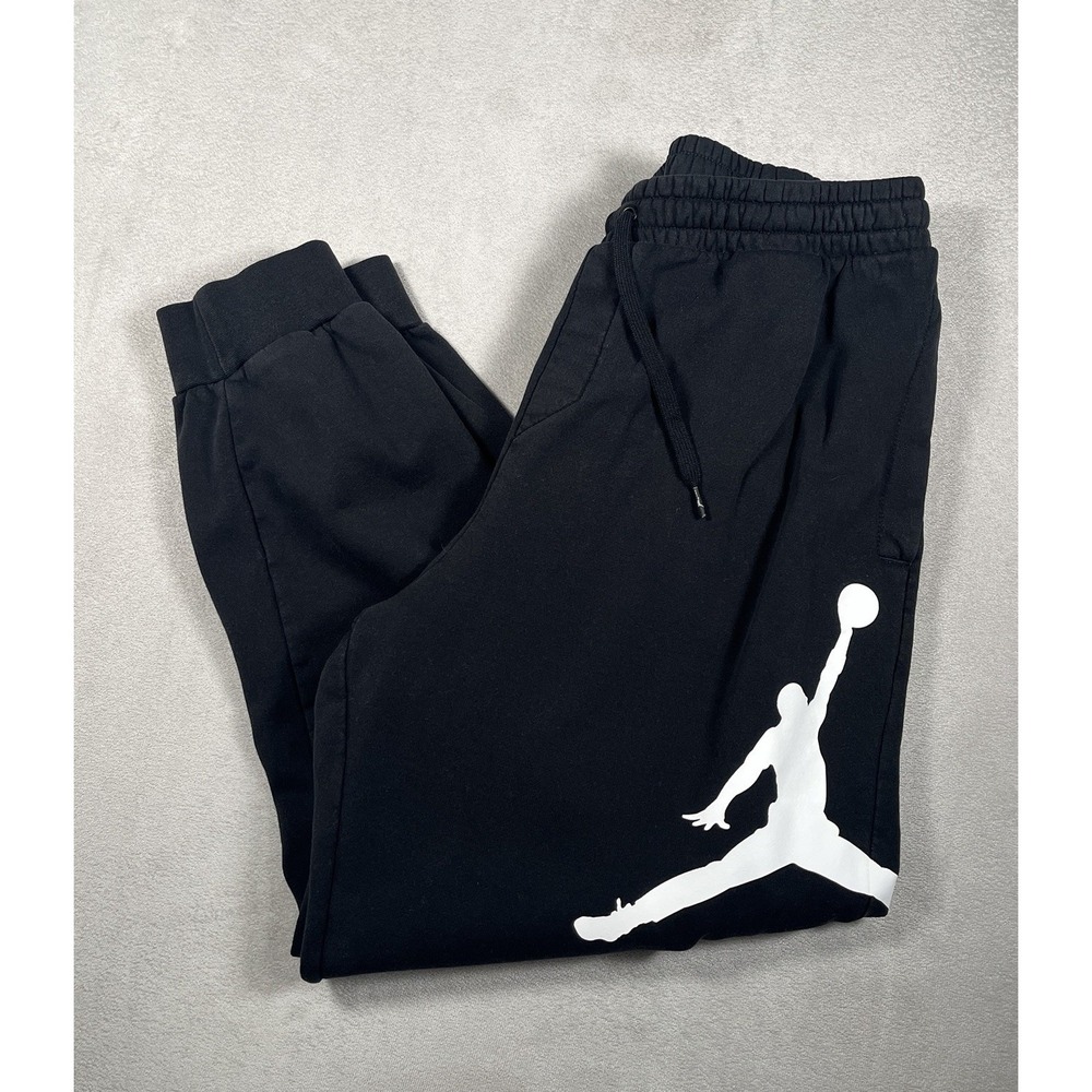 Jordan Mens Jumpman Fleece Sweatpants Cuffed Jogger Pants L Black DA6803-010